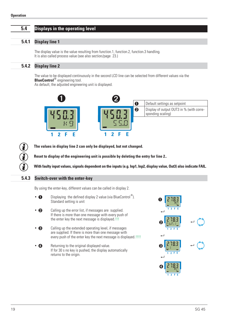 4 slave pointer function 19, 5 selecting the units 19, Maximum value 19 | Minimum value 19, Slave pointer 19, Slave pointer function 19, Tag - no. 19, Units 19, 0 дььь | West Control Solutions SG 45 User Manual | Page 19 / 56