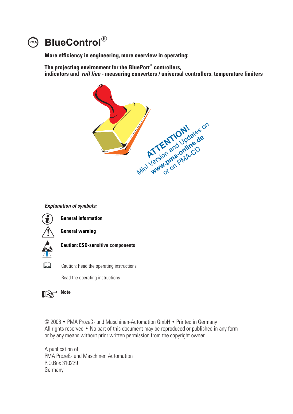 Bluecontrol, Attention | West Control Solutions SG 45 User Manual | Page 2 / 56
