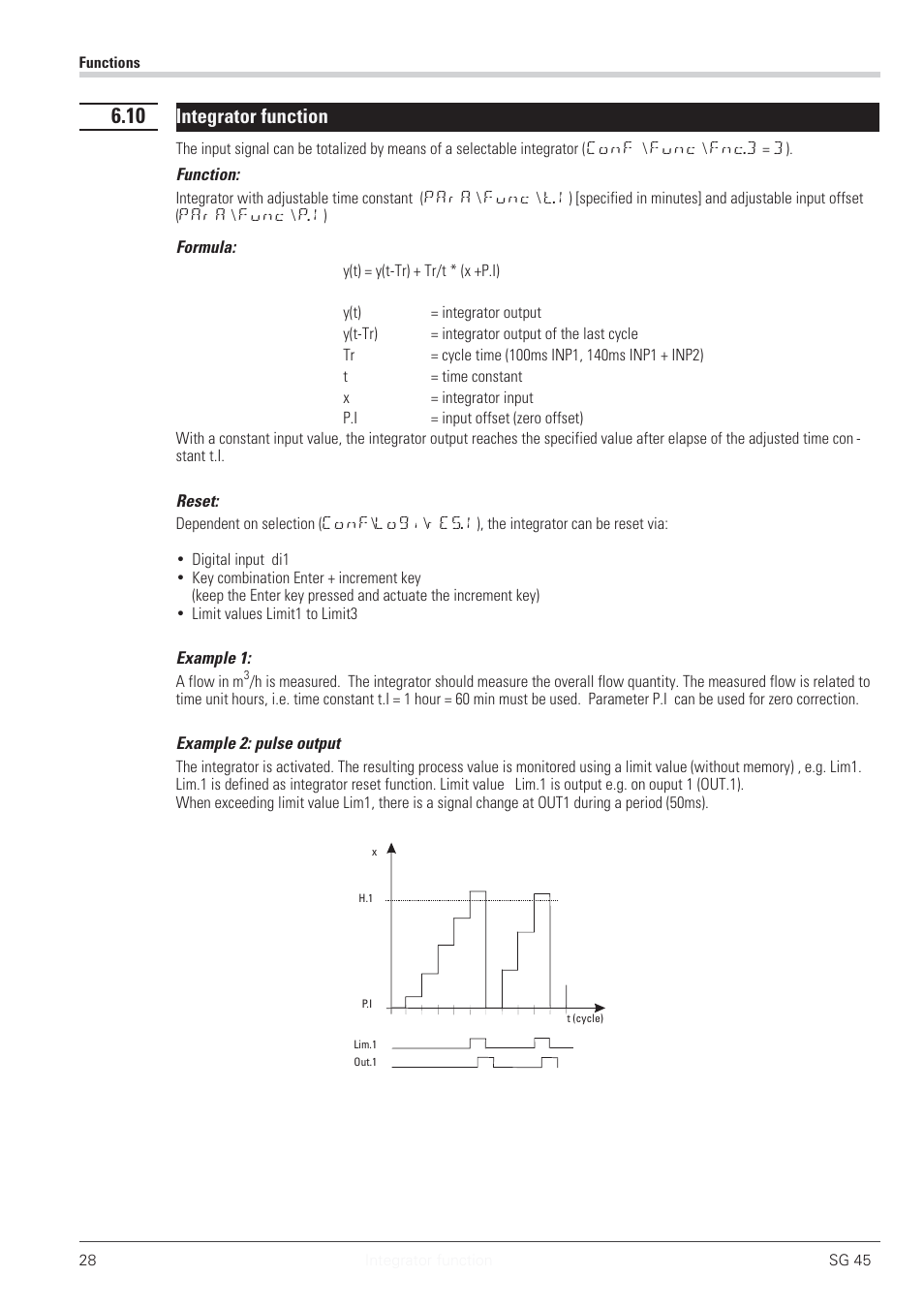 Alarm delay 28, Signal change monitoring 28, Integrator function | West Control Solutions SG 45 User Manual | Page 28 / 56