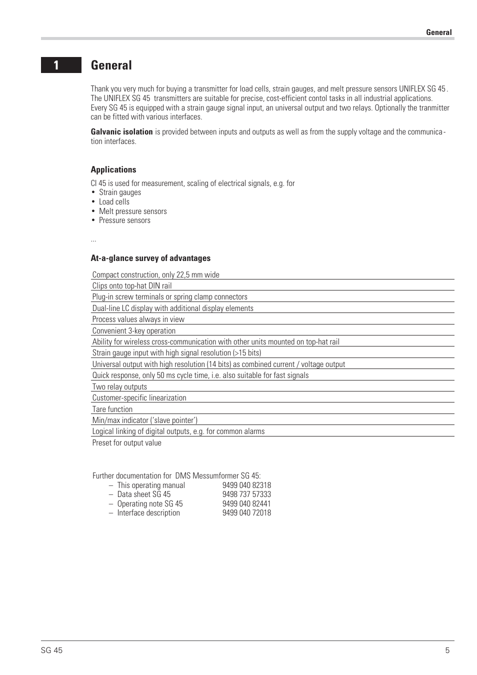 General 5, Applications 5, 1 general | West Control Solutions SG 45 User Manual | Page 5 / 56