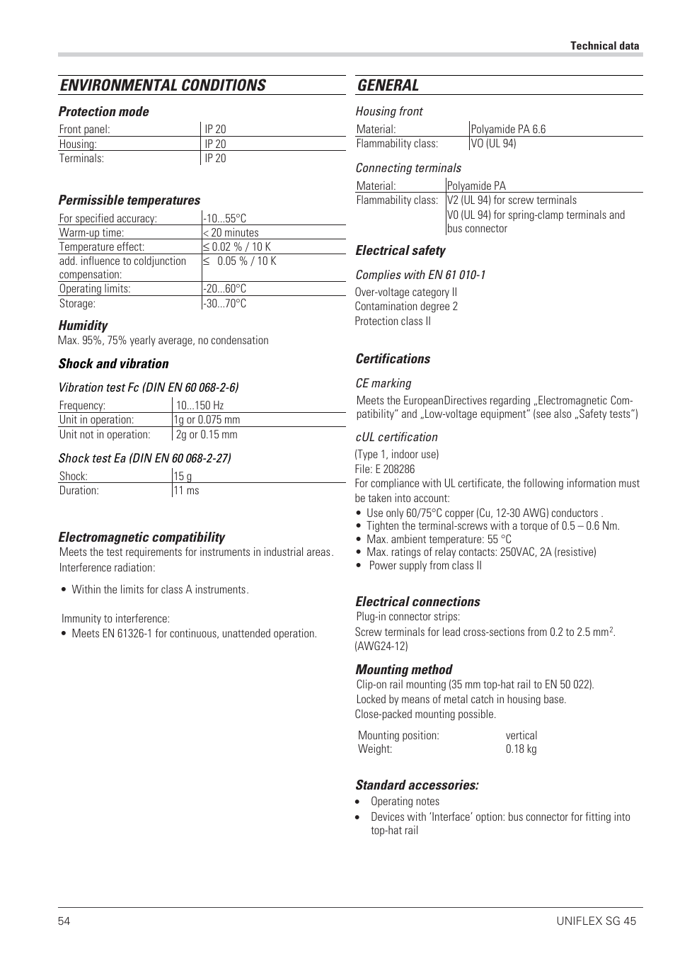 Environmental conditions, General | West Control Solutions SG 45 User Manual | Page 54 / 56