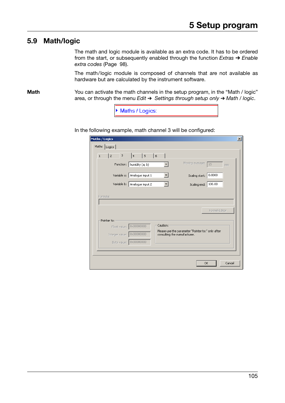 9 math/logic, Math/logic, 5 setup program | West Control Solutions DataVU 5 User Manual | Page 105 / 136