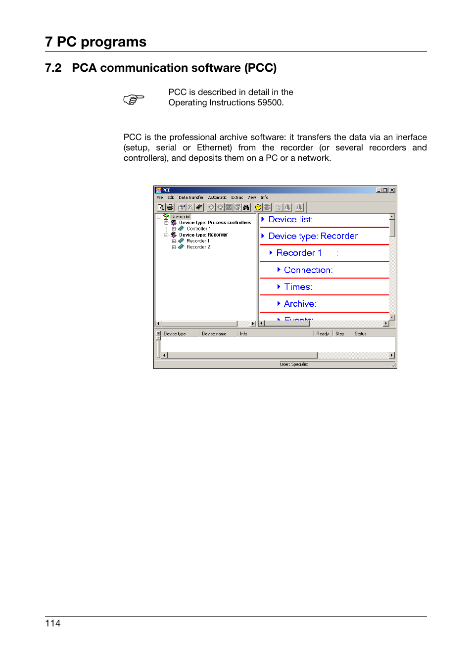 2 pca communication software (pcc), Pca communication software (pcc) | West Control Solutions DataVU 5 User Manual | Page 114 / 136