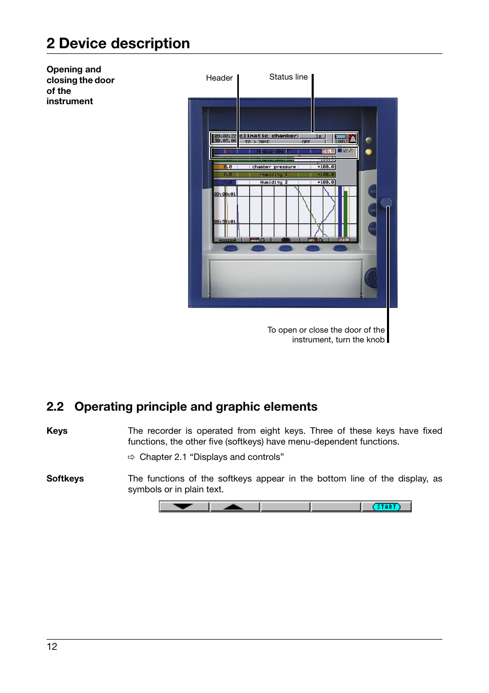 2 operating principle and graphic elements, Operating principle and graphic elements, 2 device description | West Control Solutions DataVU 5 User Manual | Page 12 / 136