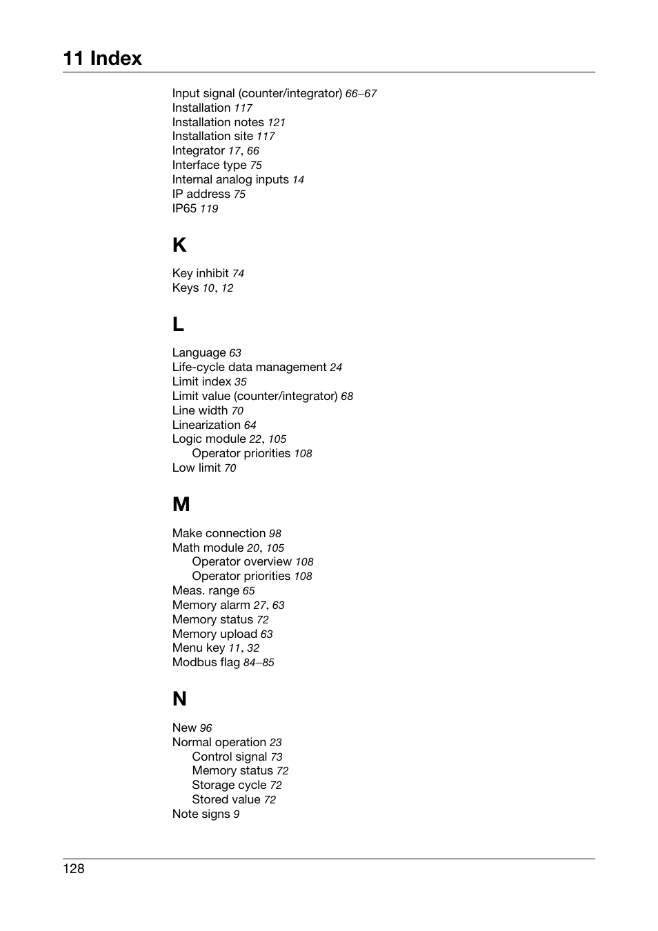 11 index | West Control Solutions DataVU 5 User Manual | Page 128 / 136