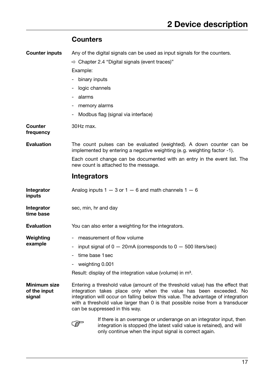2 device description, Counters, Integrators | West Control Solutions DataVU 5 User Manual | Page 17 / 136