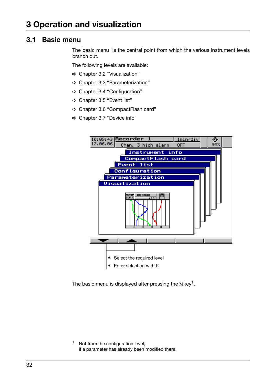 1 basic menu, Basic menu, 3 operation and visualization | West Control Solutions DataVU 5 User Manual | Page 32 / 136