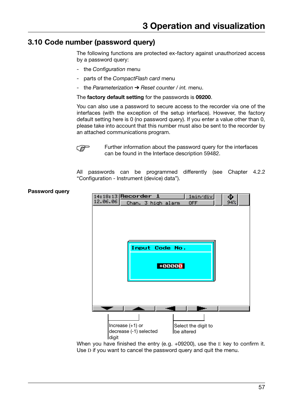 10 code number (password query), 3 operation and visualization | West Control Solutions DataVU 5 User Manual | Page 57 / 136