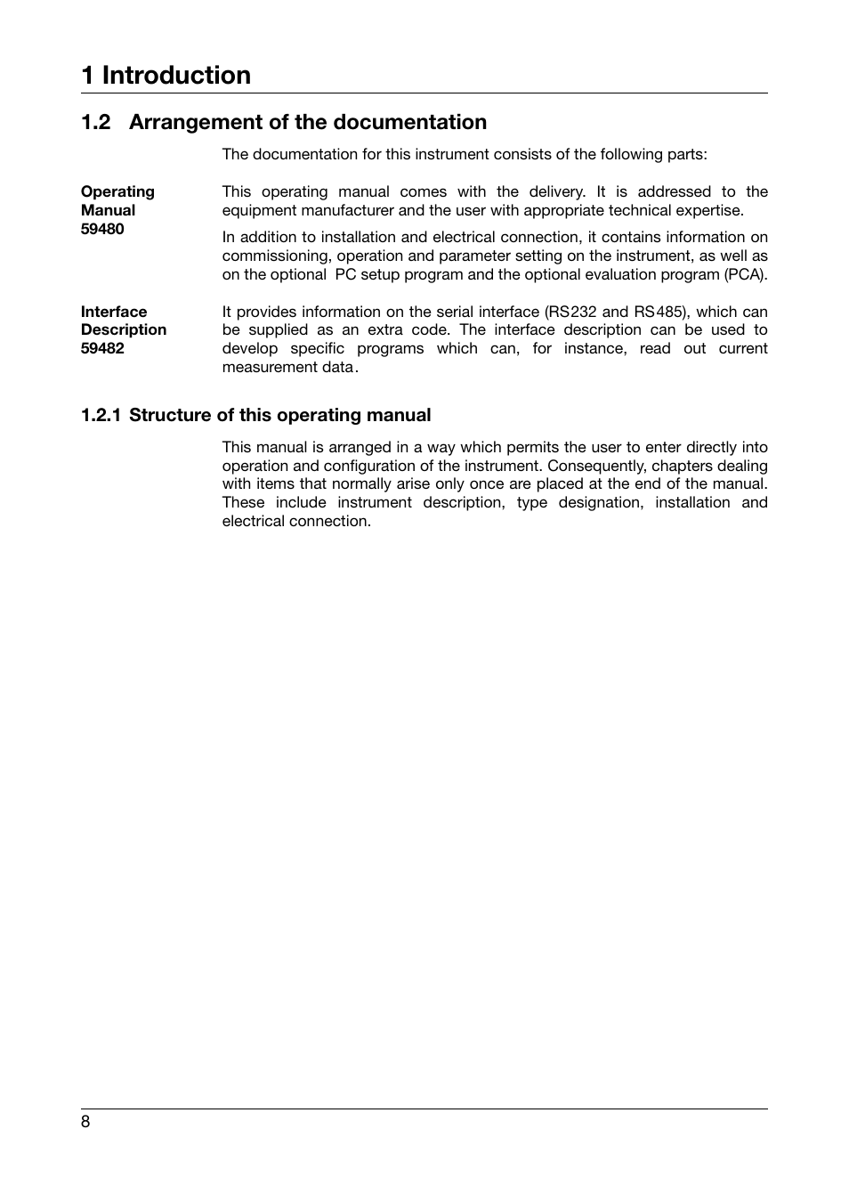 2 arrangement of the documentation, 1 structure of this operating manual, Arrangement of the documentation | 1 introduction | West Control Solutions DataVU 5 User Manual | Page 8 / 136