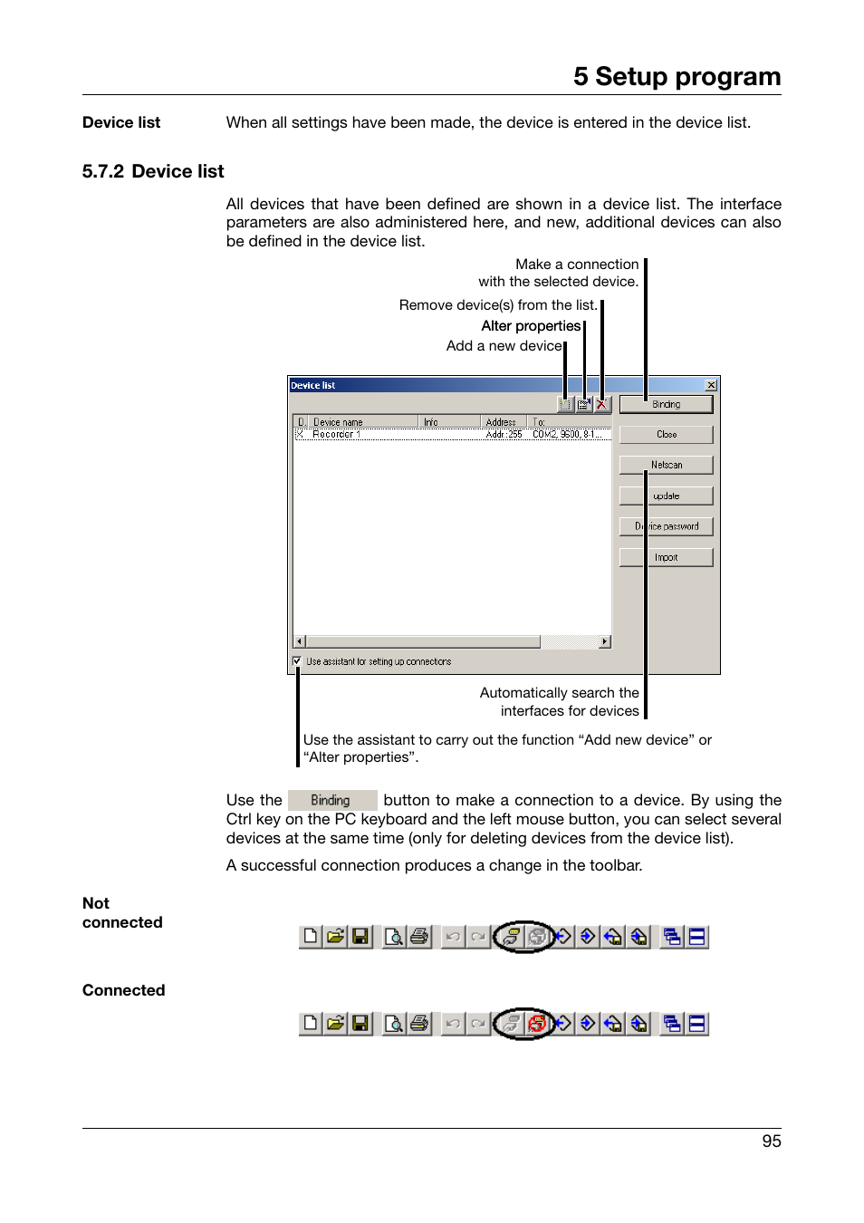 2 device list, 5 setup program | West Control Solutions DataVU 5 User Manual | Page 95 / 136