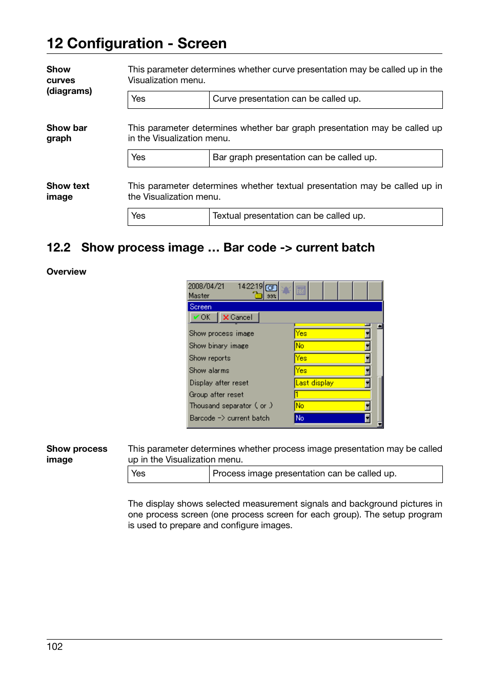 2 show process image … bar code -> current batch, Show process image … bar code -> current batch, 12 configuration - screen | West Control Solutions DataVU 7 User Manual | Page 102 / 208