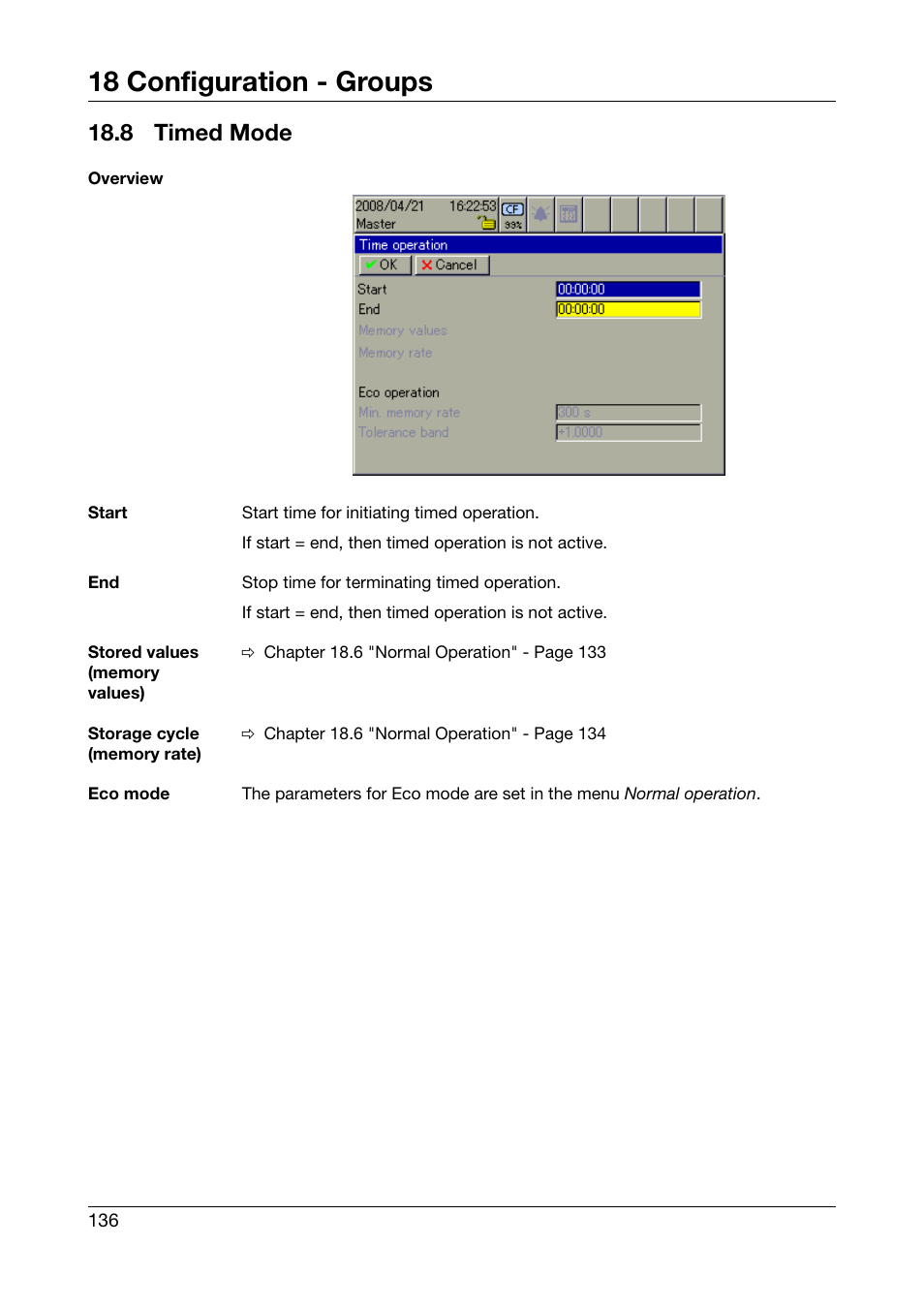 8 timed mode, Timed mode, 18 configuration - groups | West Control Solutions DataVU 7 User Manual | Page 136 / 208