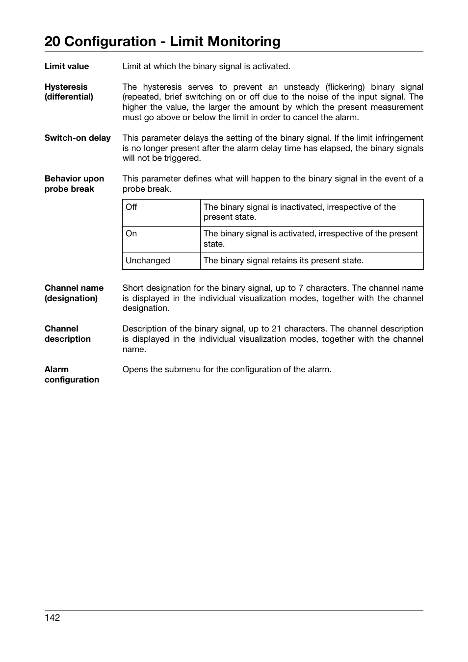 20 configuration - limit monitoring | West Control Solutions DataVU 7 User Manual | Page 142 / 208