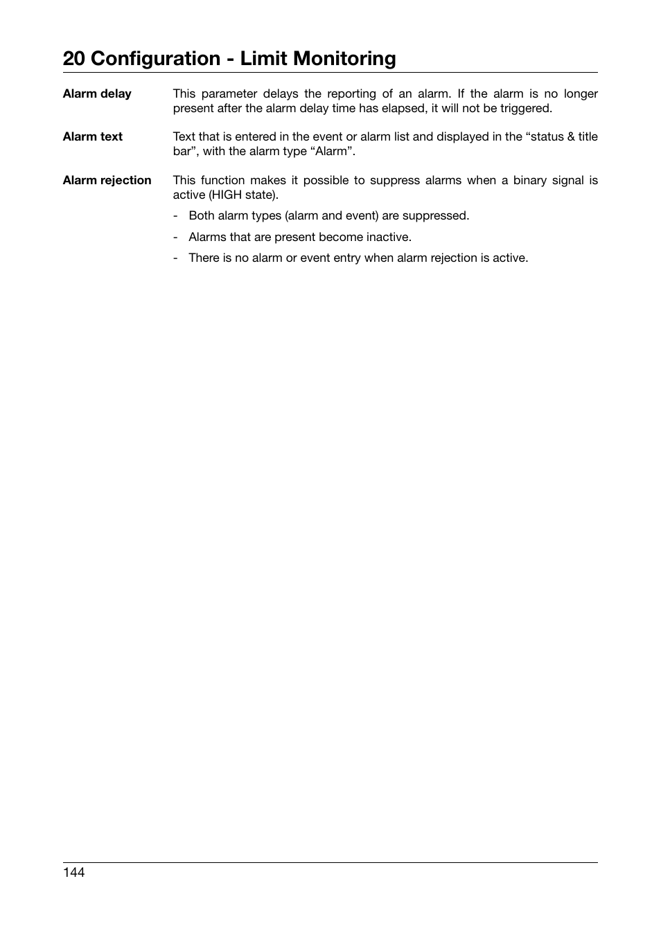 20 configuration - limit monitoring | West Control Solutions DataVU 7 User Manual | Page 144 / 208