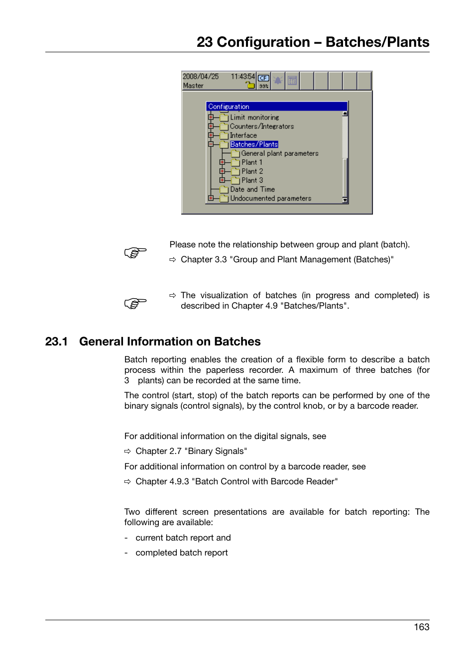 23 configuration – batches/plants, 1 general information on batches, Configuration – batches/plants | General information on batches | West Control Solutions DataVU 7 User Manual | Page 163 / 208
