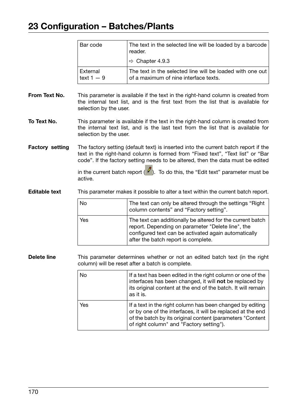 23 configuration – batches/plants | West Control Solutions DataVU 7 User Manual | Page 170 / 208