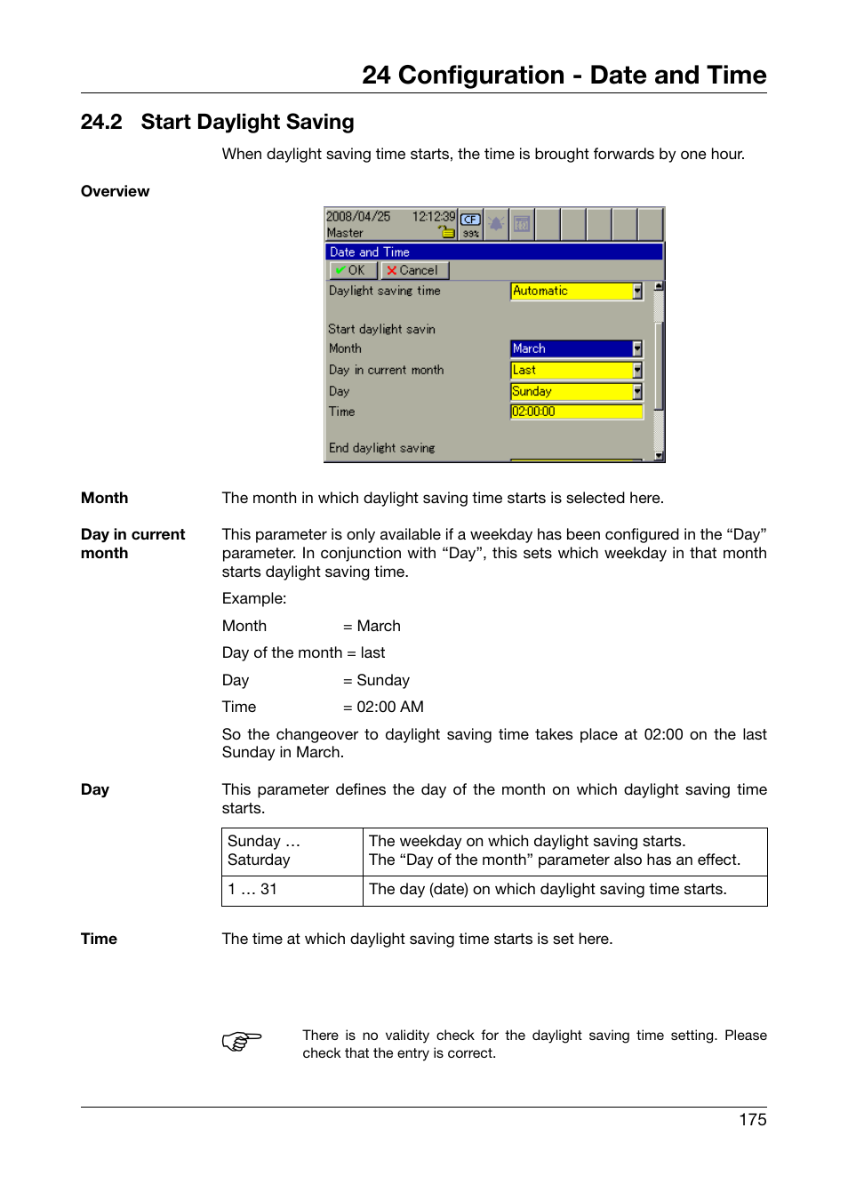 2 start daylight saving, Start daylight saving, Chapter 24.2 | 24 configuration - date and time | West Control Solutions DataVU 7 User Manual | Page 175 / 208