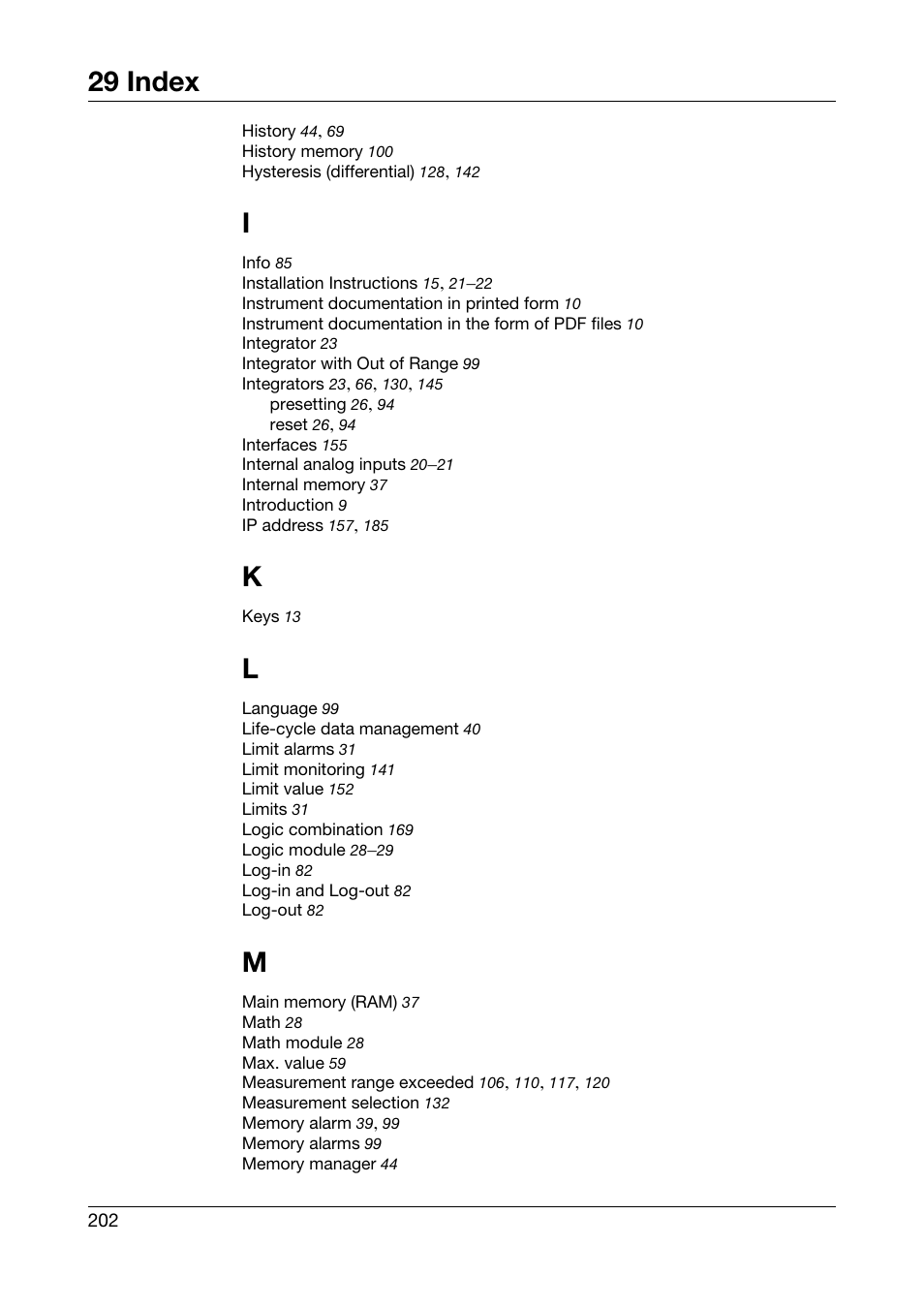 29 index | West Control Solutions DataVU 7 User Manual | Page 202 / 208