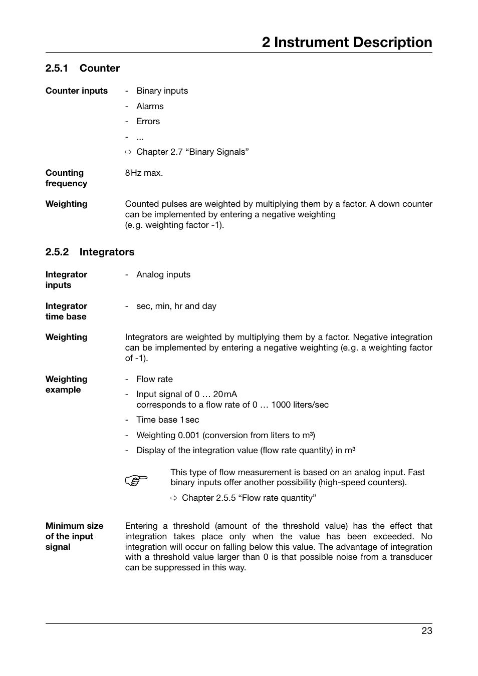 1 counter, 2 integrators, Counter | Integrators, 2 instrument description | West Control Solutions DataVU 7 User Manual | Page 23 / 208