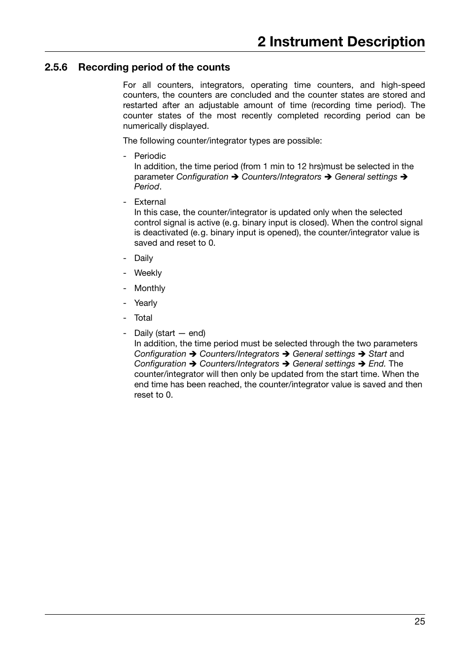 6 recording period of the counts, Recording period of the counts, 2 instrument description | West Control Solutions DataVU 7 User Manual | Page 25 / 208