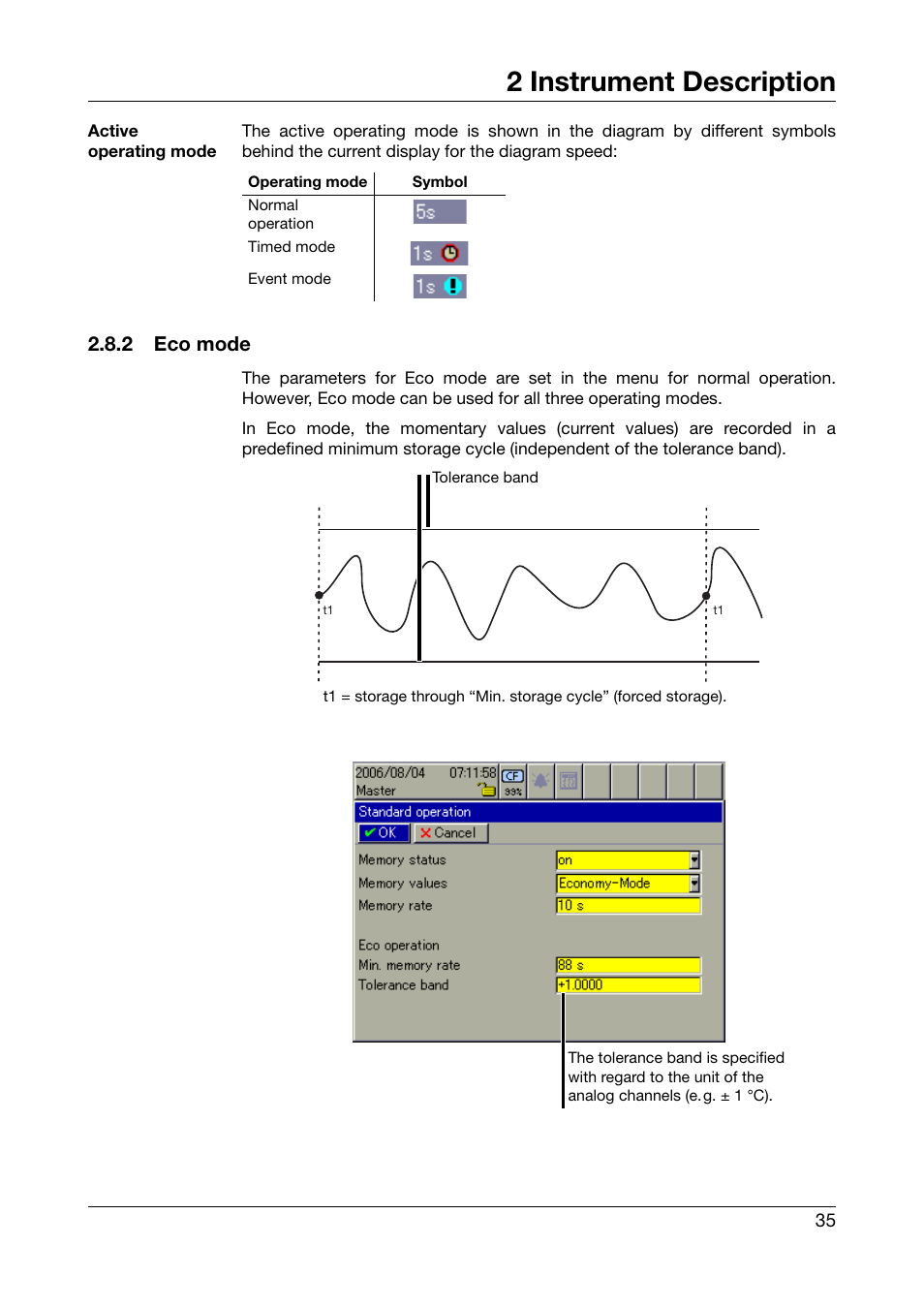 2 eco mode, Eco mode, 2 instrument description | West Control Solutions DataVU 7 User Manual | Page 35 / 208