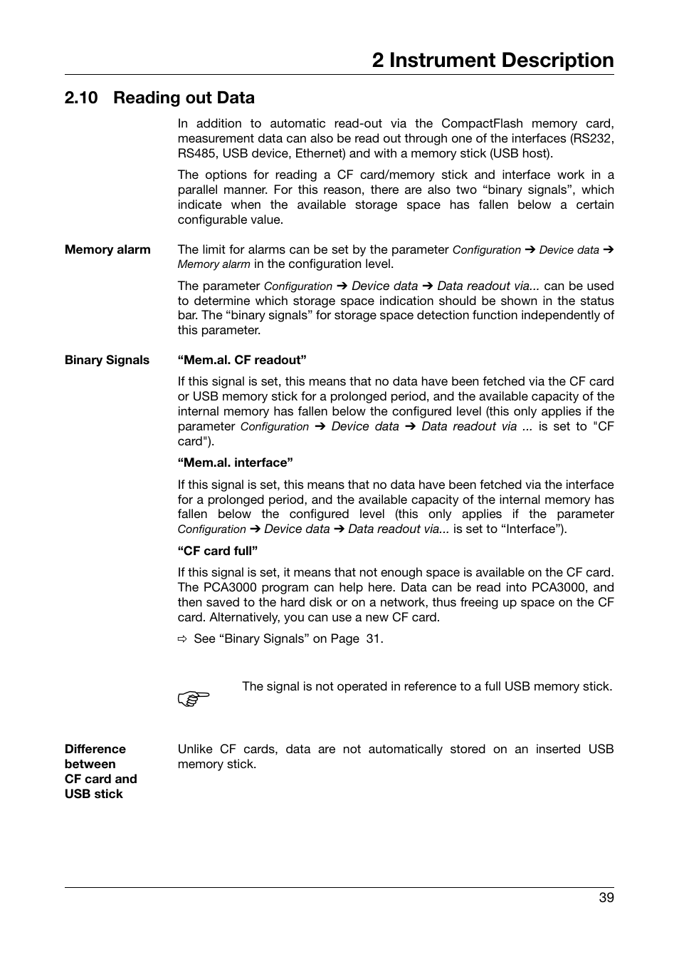 10 reading out data, Reading out data, Chapter 2.10 “reading out data | 2 instrument description | West Control Solutions DataVU 7 User Manual | Page 39 / 208