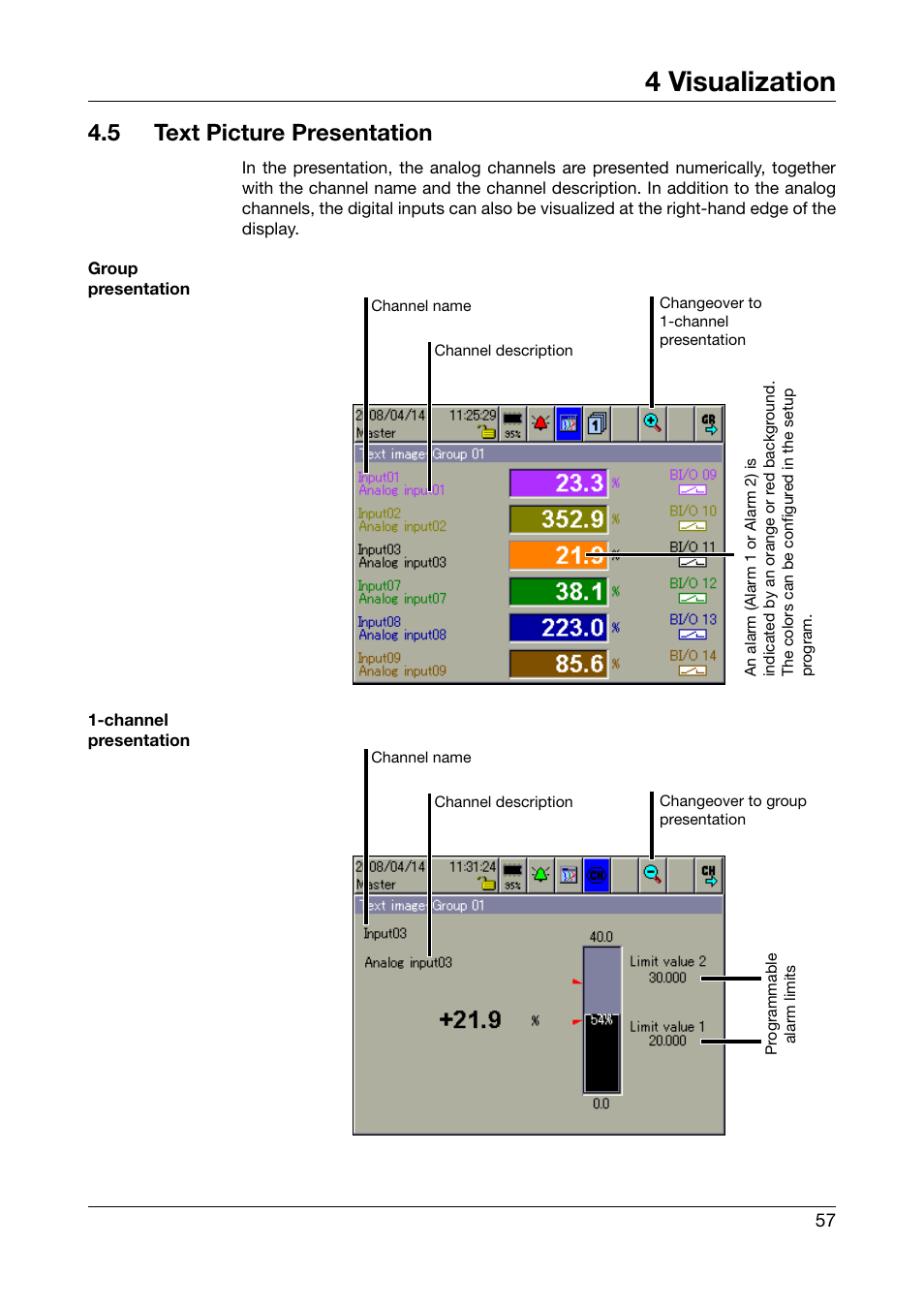 5 text picture presentation, Text picture presentation, Chapter 4.5 | 4 visualization | West Control Solutions DataVU 7 User Manual | Page 57 / 208