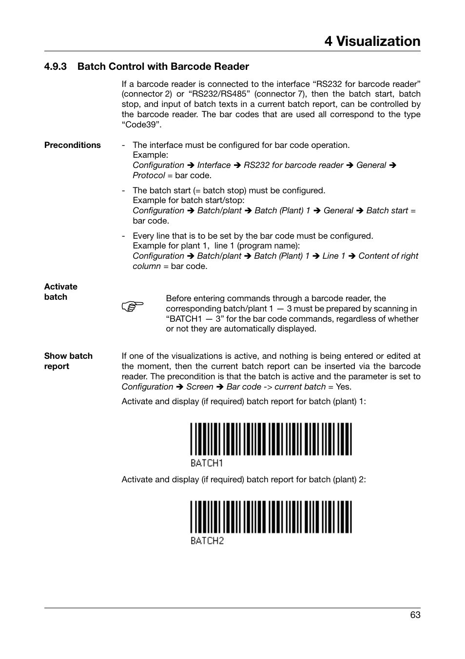 3 batch control with barcode reader, Batch control with barcode reader, 4 visualization | West Control Solutions DataVU 7 User Manual | Page 63 / 208