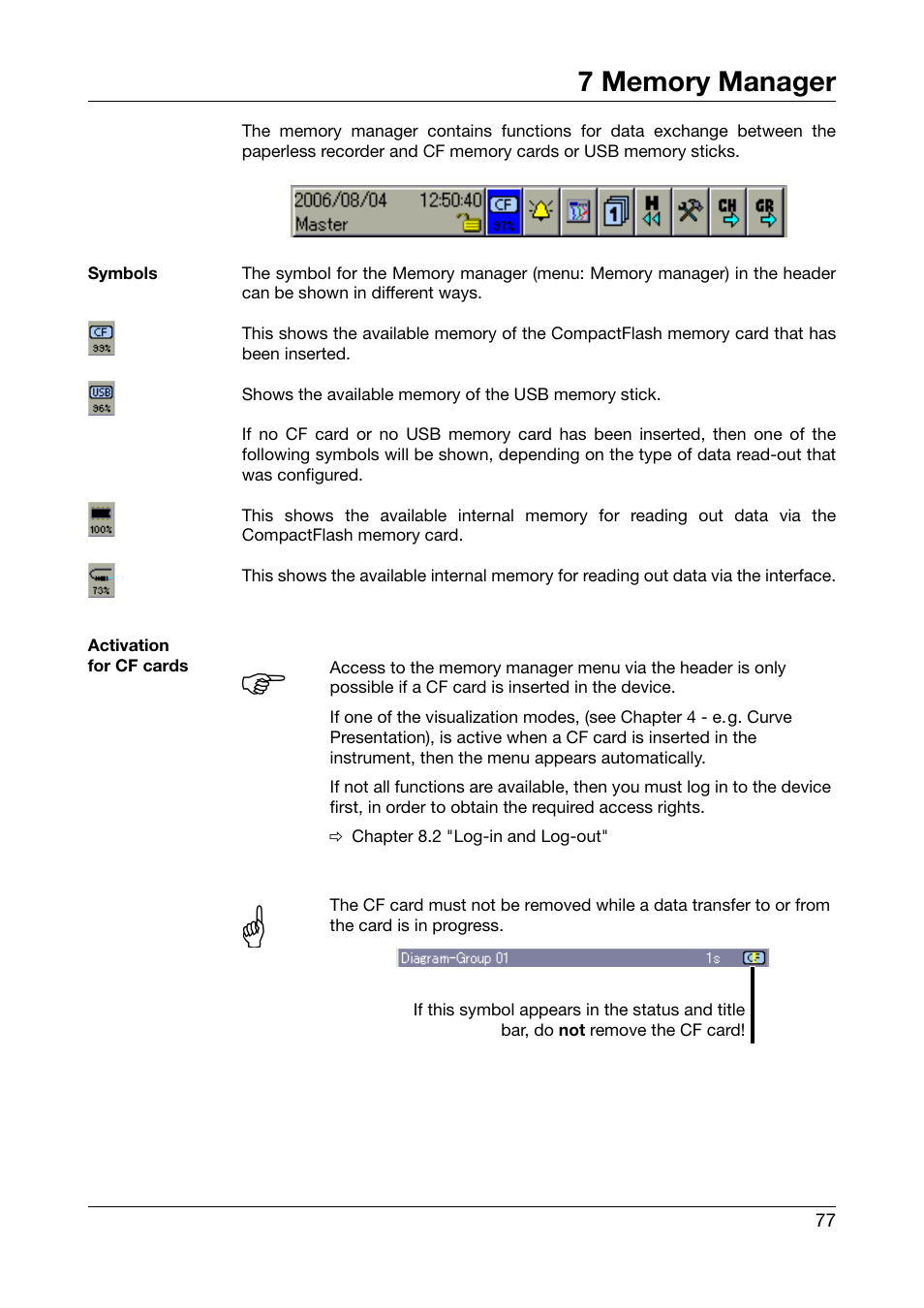 7 memory manager, Chapter 7 "memory manager, Memory manager | Chapter 7 | West Control Solutions DataVU 7 User Manual | Page 77 / 208