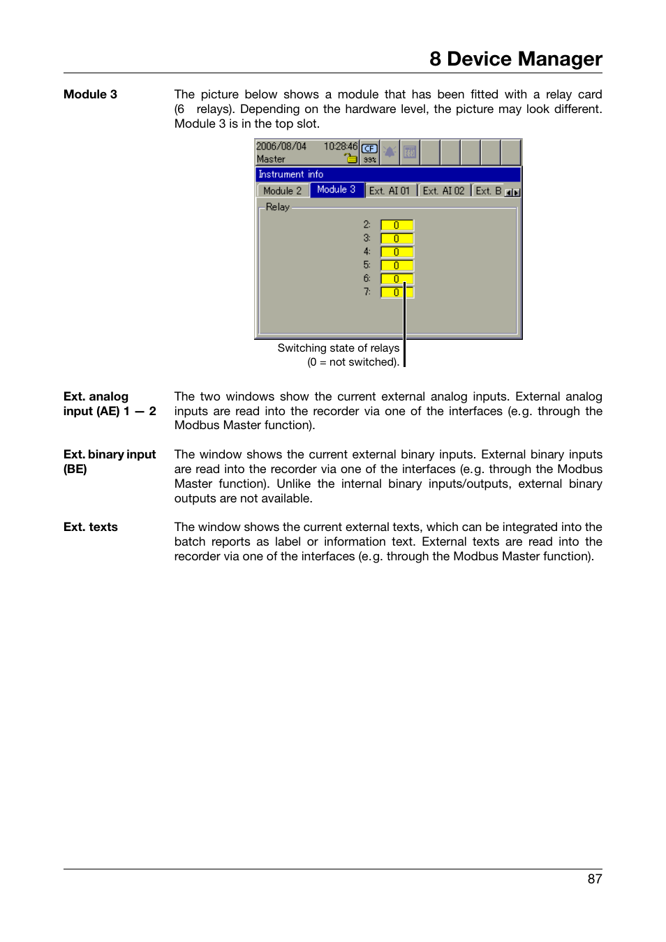 8 device manager | West Control Solutions DataVU 7 User Manual | Page 87 / 208