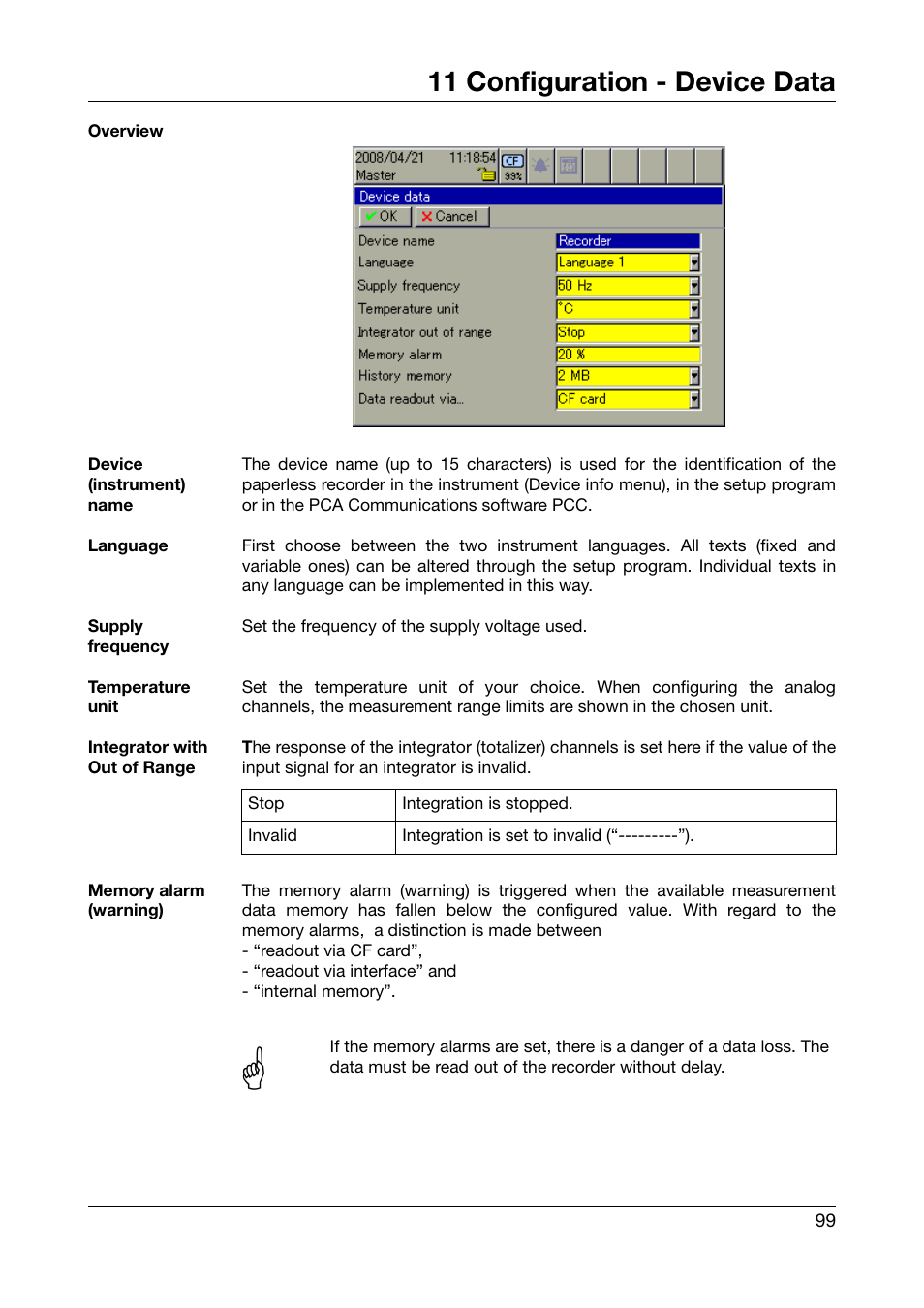 11 configuration - device data, Configuration - device data | West Control Solutions DataVU 7 User Manual | Page 99 / 208