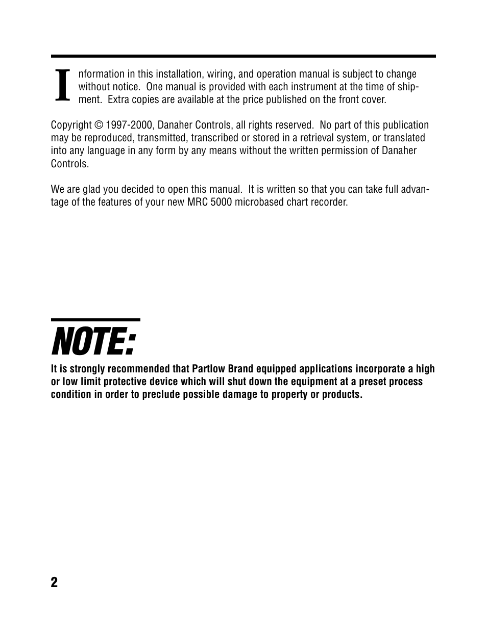 West Control Solutions MRC 5000 Recorder Manual User Manual | Page 2 / 32