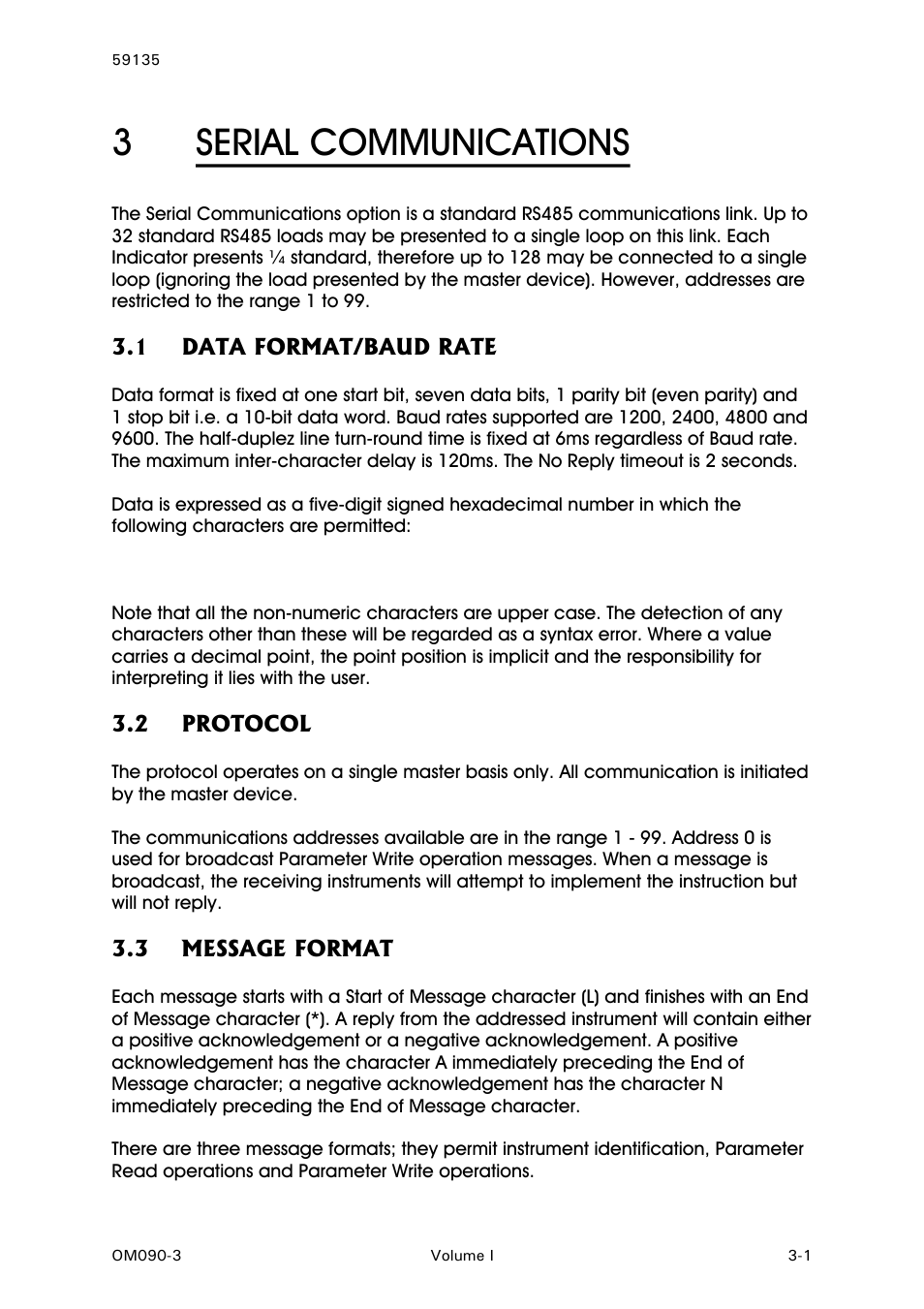 Serial communications, Data format/baud rate, Protocol | Message format, 3serial communications | West Control Solutions N8080 (for 1xxx) User Manual | Page 11 / 40