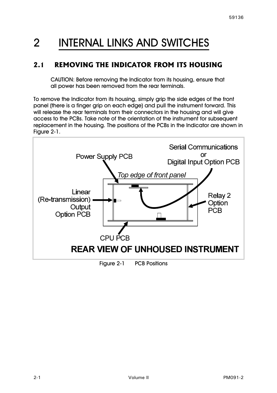 Internal links and switches, Removing the indicator from its housing, 2internal links and switches | West Control Solutions N8080 (for 2xxx) User Manual | Page 24 / 39