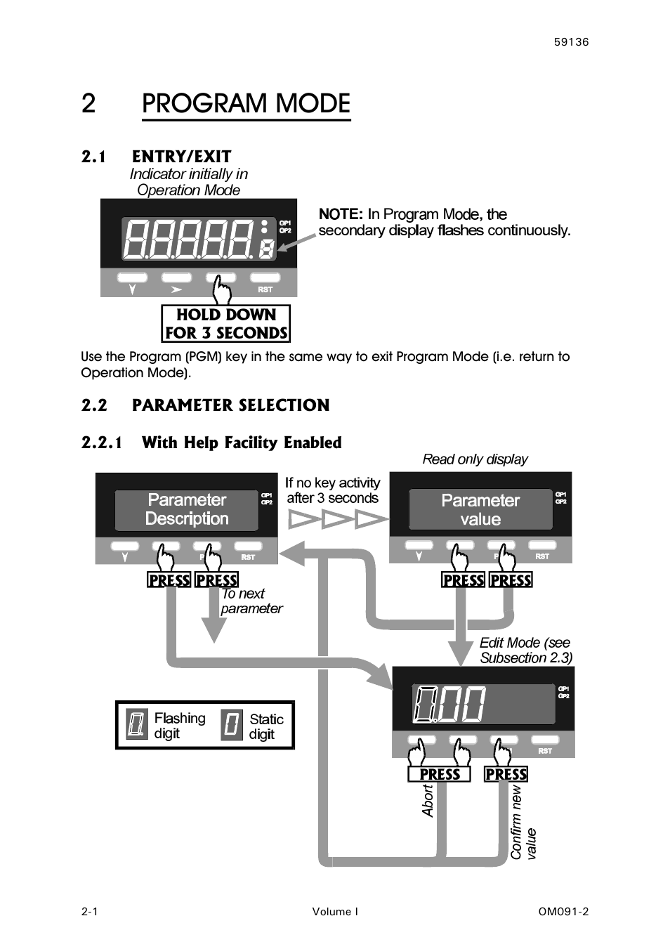 Program mode, Entry/exit, Parameter selection | With help facility enabled, 2program mode | West Control Solutions N8080 (for 2xxx) User Manual | Page 8 / 39