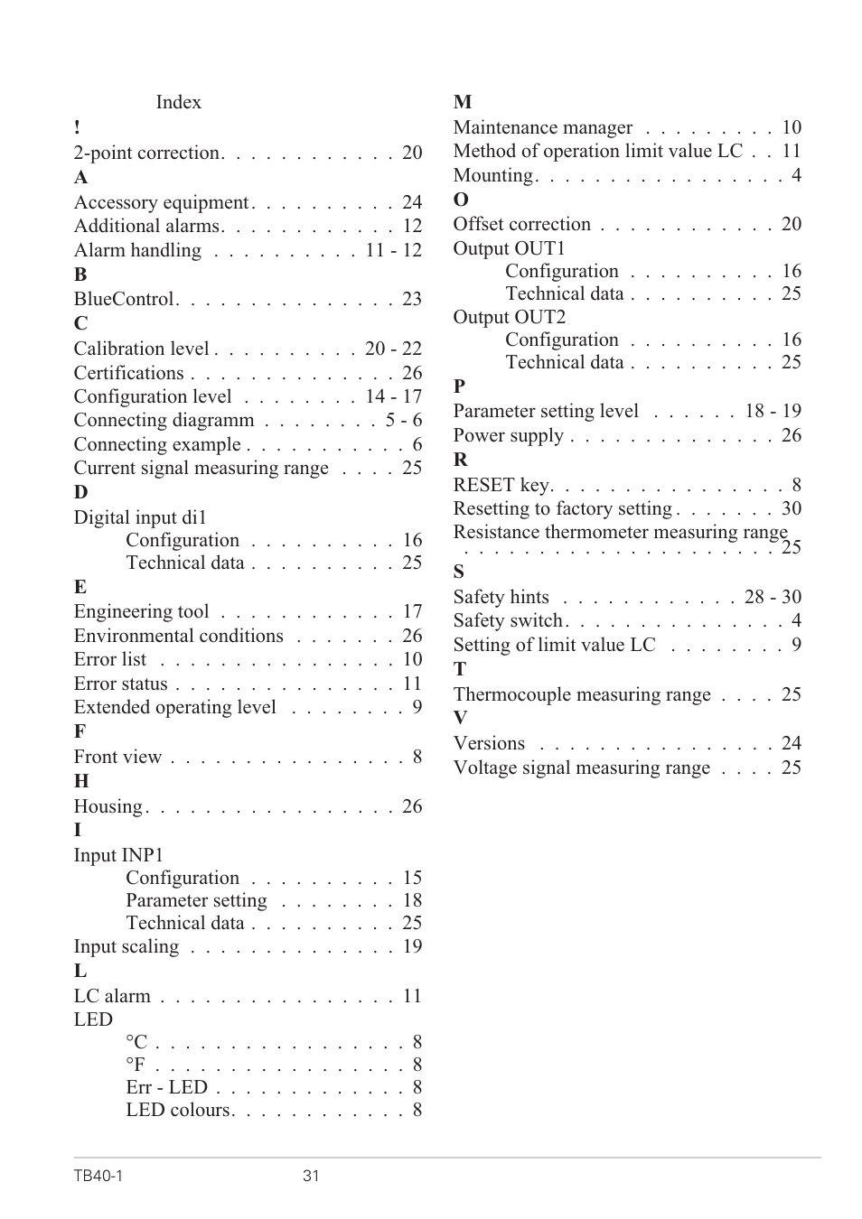 West Control Solutions TB 40-1 Temperature Limiter User Manual | Page 31 / 32