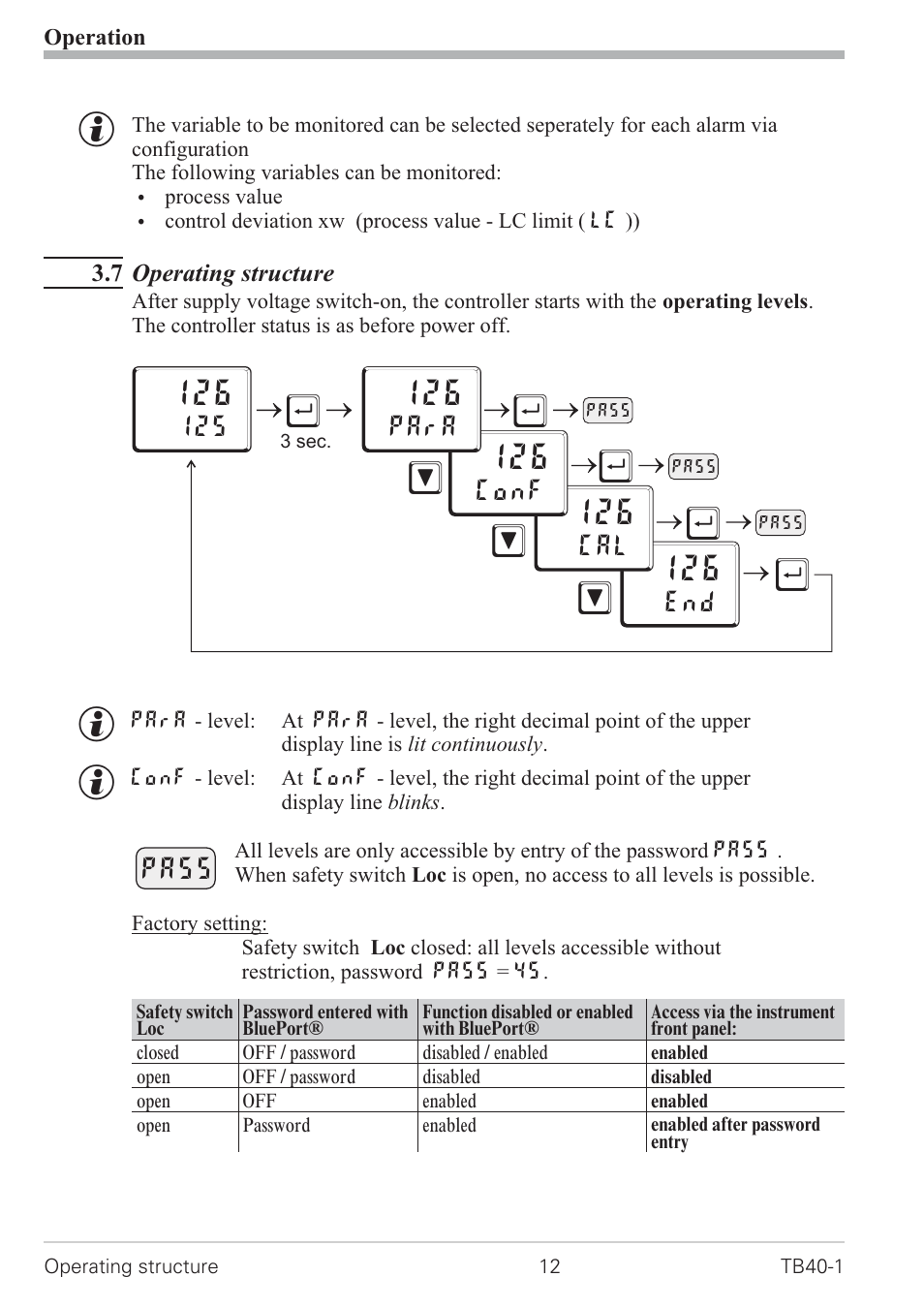 2 alarm handling additional alarms 12, Additional alarms 12, Щм м м | Pass | West Control Solutions TB 40-1 Temperature Monitor User Manual | Page 12 / 32