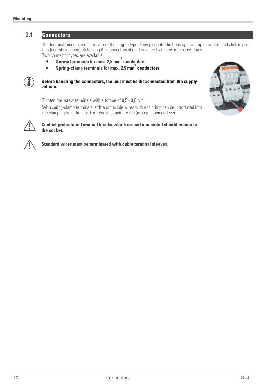 1 connectors 10, Connector 10, Connectors | West Control Solutions TB 45 Temperature Limiter User Manual | Page 10 / 51