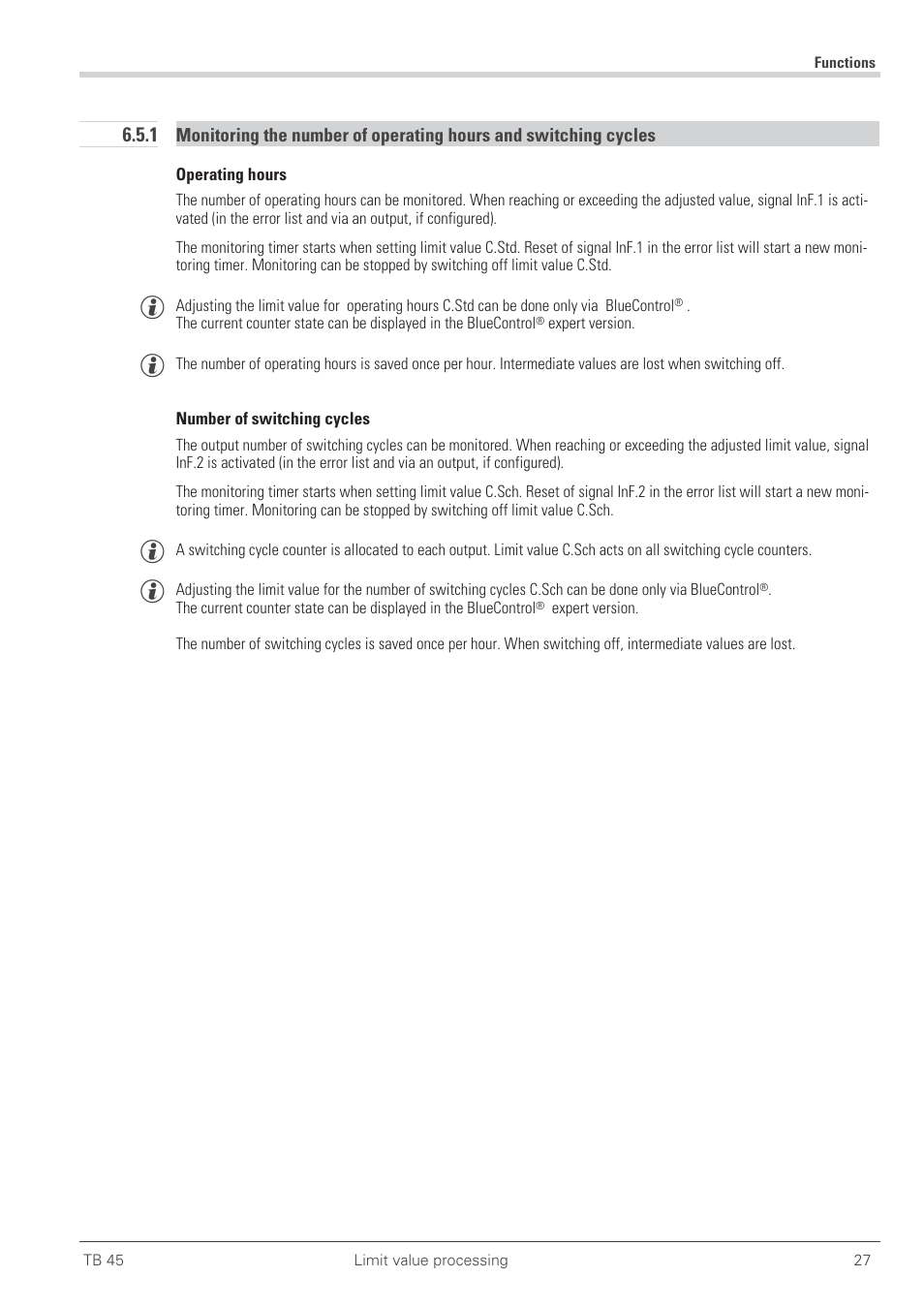 Number of switching cycles 27, Operating hours 27 | West Control Solutions TB 45 Temperature Limiter User Manual | Page 27 / 51