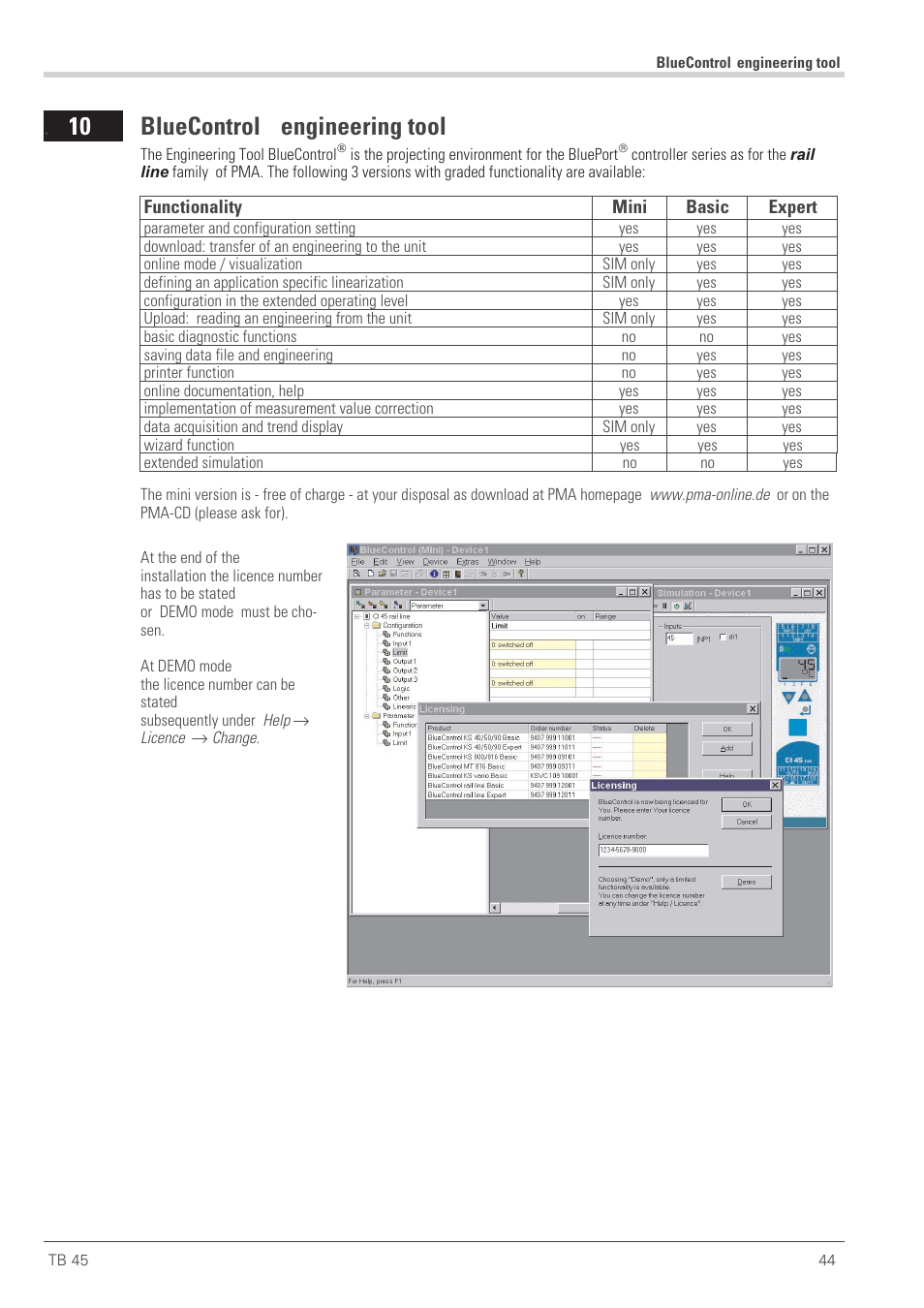 Bluecontrolò engineering tool 44, Bluecontrol engineering tool, 10 bluecontrol engineering tool | West Control Solutions TB 45 Temperature Limiter User Manual | Page 44 / 51