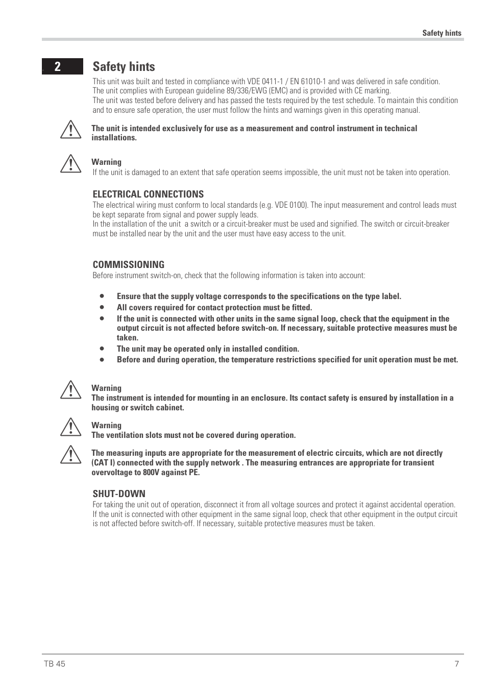 Safety hints 7, Safety hints 7 - 8, Safety hints | West Control Solutions TB 45 Temperature Limiter User Manual | Page 7 / 51