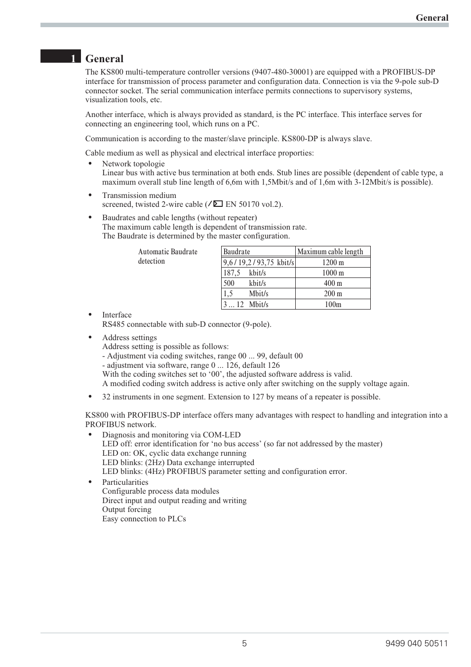 1general | West Control Solutions KS 800 Profibus Interface Manual User Manual | Page 5 / 52