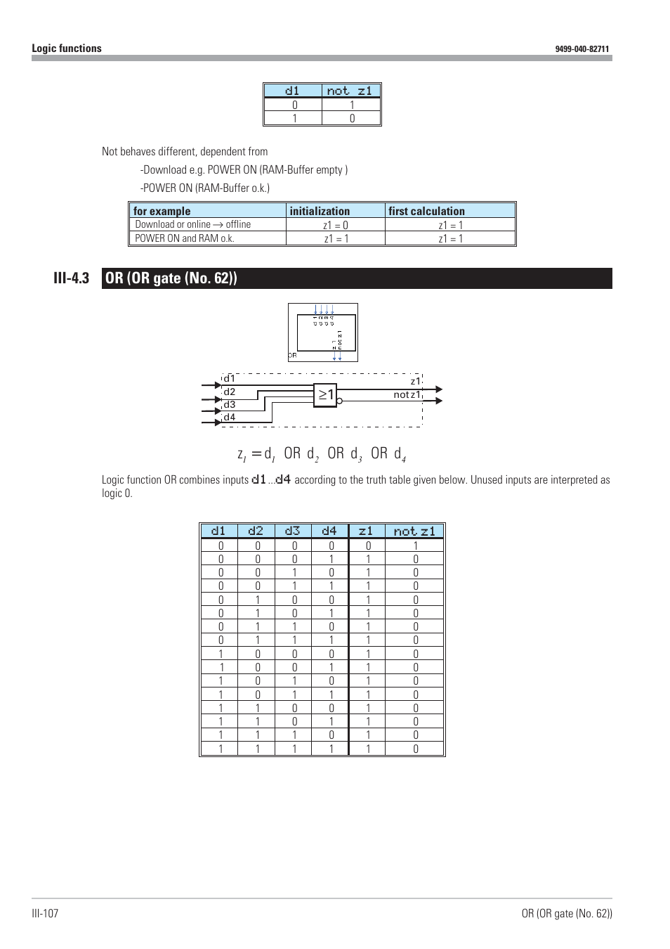 Iii-4.3 or (or gate (no. 62)) 107, Or 107, Or gate 107 | Iii-4.3 or (or gate (no. 62)) z d or d or d or d | West Control Solutions KS98-1 User Manual | Page 107 / 320