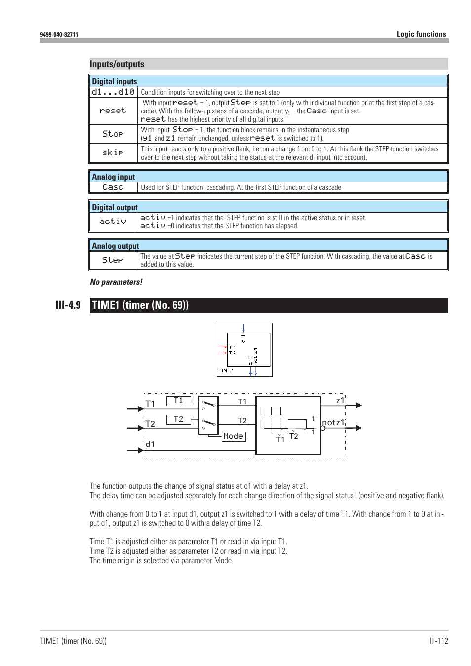 Iii-4.9 time1 (timer (no. 69)) 112, Time1 112, Timer 112 - 113 | Timer 112 | West Control Solutions KS98-1 User Manual | Page 112 / 320