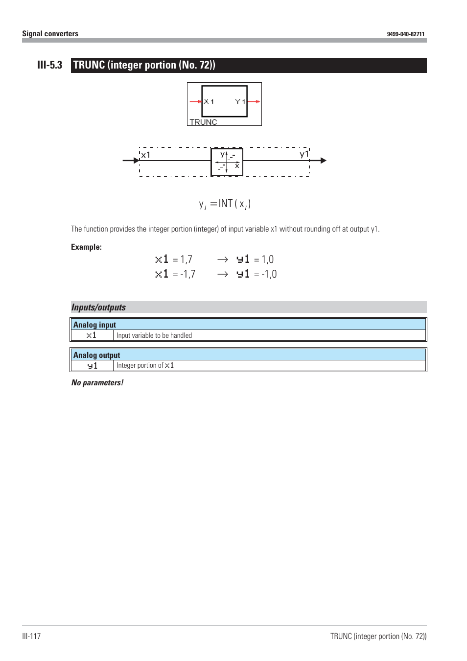 Iii-5.3 trunc (integer portion (no. 72)) 117, Integer portion 117, Trunc 117 | Iii-5.3 trunc (integer portion (no. 72)) y int x | West Control Solutions KS98-1 User Manual | Page 117 / 320