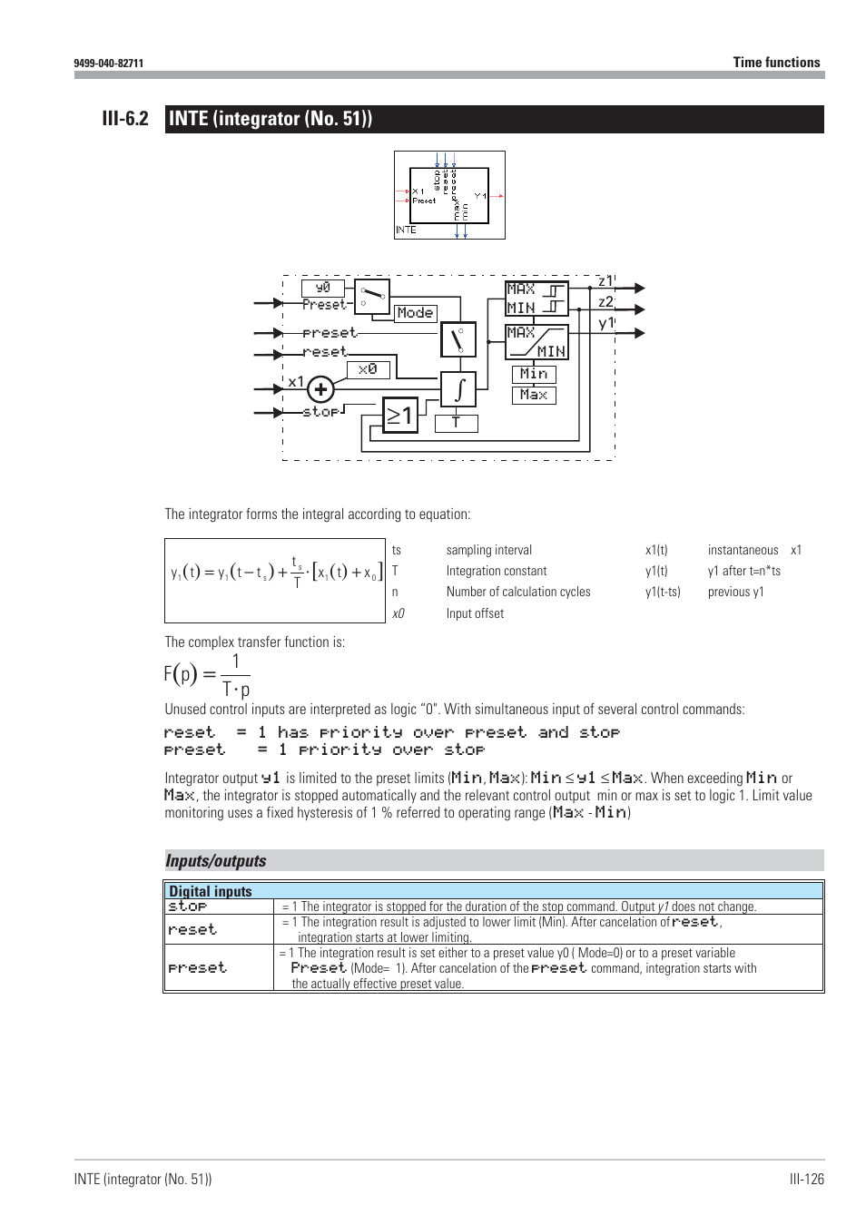 Iii-6.2 inte (integrator (no. 51)) 126, Inte 126, Integrator 126 | Iii-6.2 inte (integrator (no. 51)) | West Control Solutions KS98-1 User Manual | Page 126 / 320