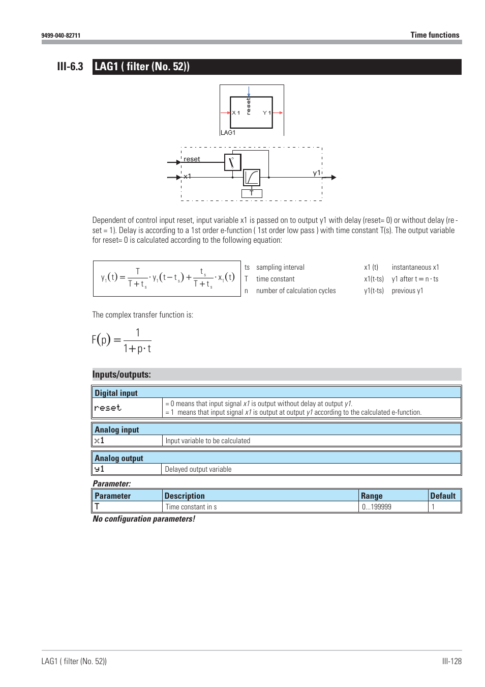 Iii-6.3 lag1 ( filter (no. 52)) 128, Filter 128, Lag1 128 | West Control Solutions KS98-1 User Manual | Page 128 / 320