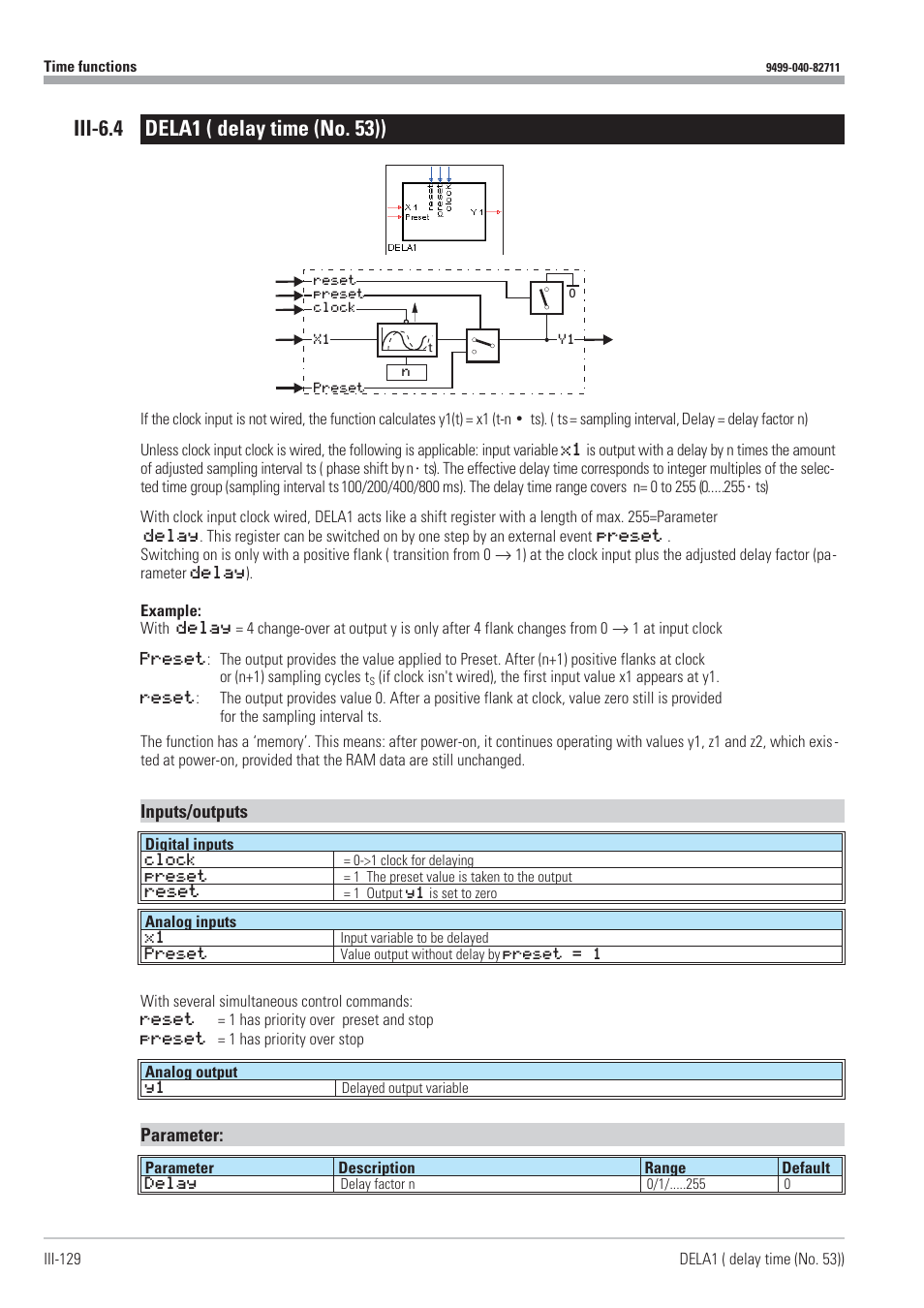 Iii-6.4 dela1 ( delay time (no. 53)) 129, Dela1 129, Delay time 129 - 130 | West Control Solutions KS98-1 User Manual | Page 129 / 320