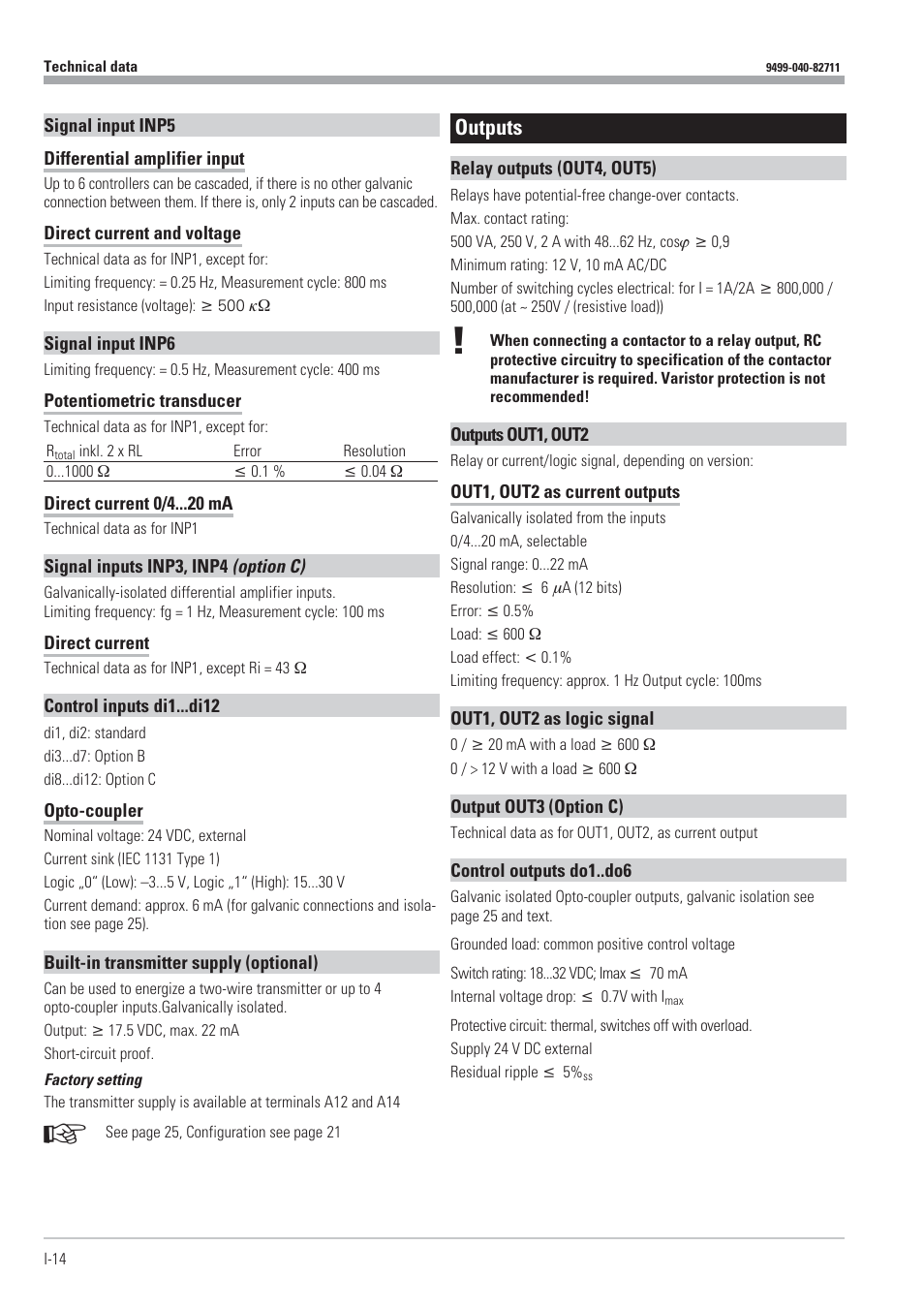 Outputs | West Control Solutions KS98-1 User Manual | Page 14 / 320