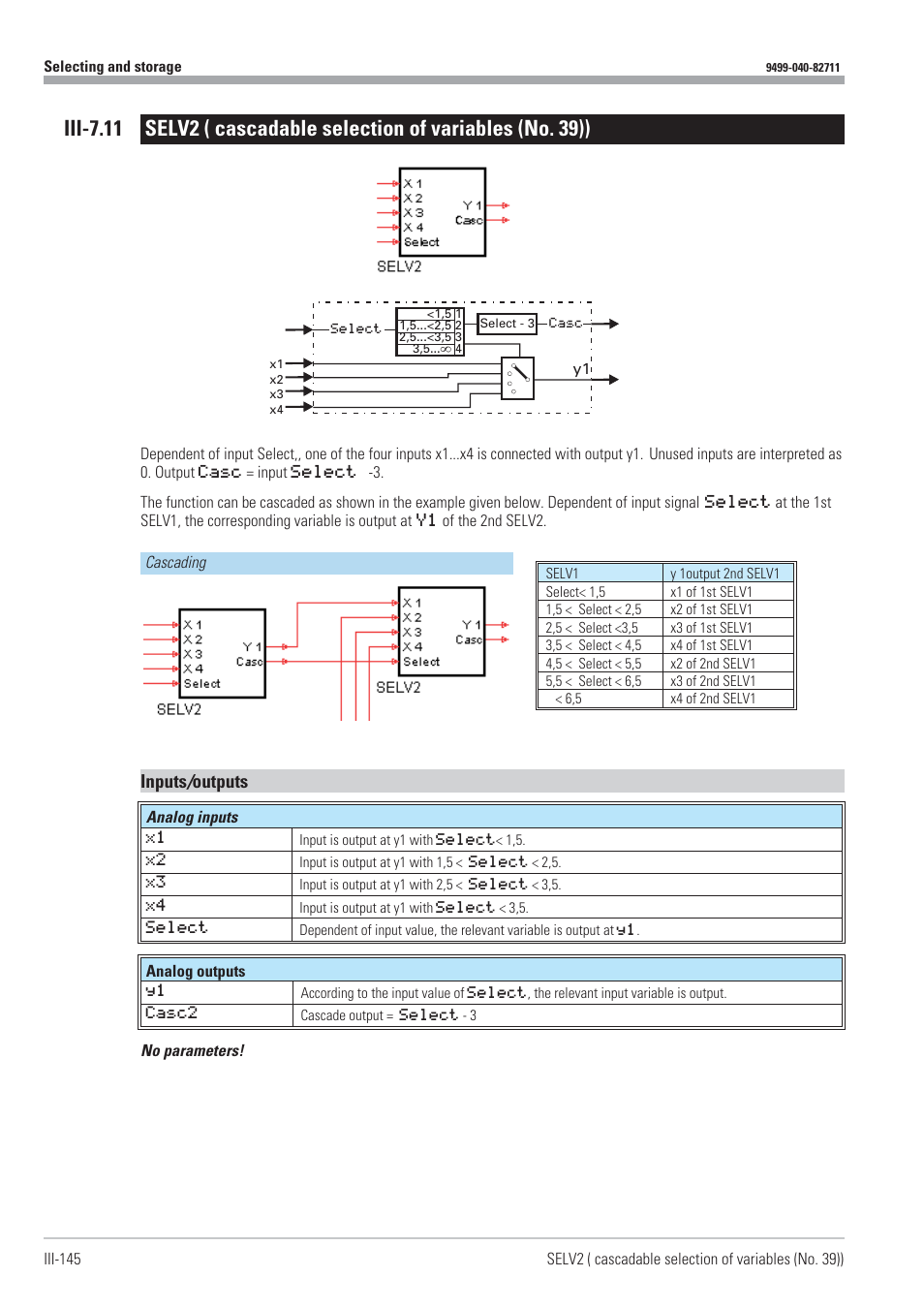 Cascadable variable selection 145, Selv2 145, Inputs / outputs | West Control Solutions KS98-1 User Manual | Page 145 / 320